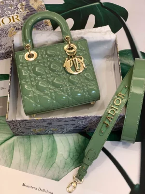 ABCDior Calf Patent Leather Rattan Check Handbag Size:20 x 16.5 x 8cm